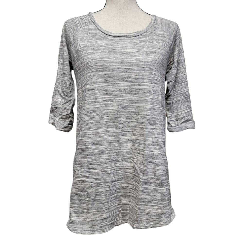 Cherish Gray Top Womens‎ Sz L Gray Space Dye Cuffed French Terry Casual Shirt